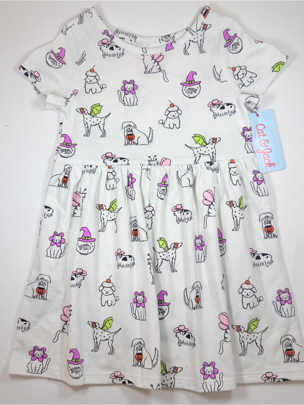 Cat & Jack Halloween Dress 2T Cats Dogs Pumpkins Witch Print NWT